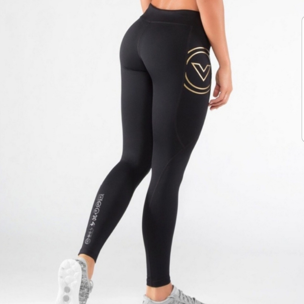 Virus Bioceramic Black Gold Compression Leggings